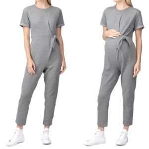 Hatch Maternity Lolo Jumper Soft Short Sleeve Cropped Stretch Gray Size‎ 0 XS